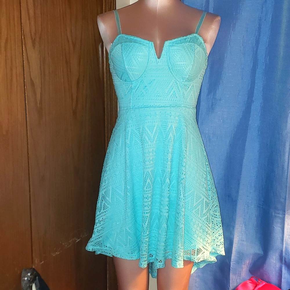 Material girl greenish blue dress